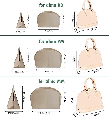 Miniatura 2 de Lckaey Organizador de fieltro para Alma BB PM Organizador Insertar Mujeres Se adapta a Alma Insert 1004Khaki-3XL (NLMA-MM