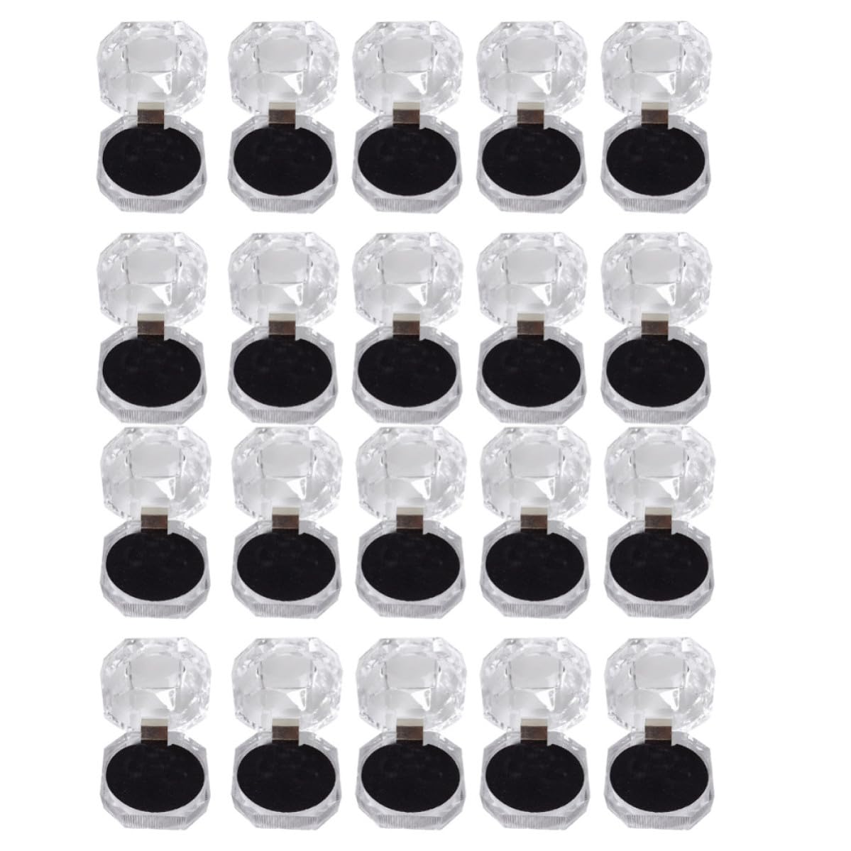 Lshtshf-ou Compact 20pcs Dark Octagonal Crystal Jewelry Box Rings Organizer Acrylic Ring Storage Case for Travel and Display
