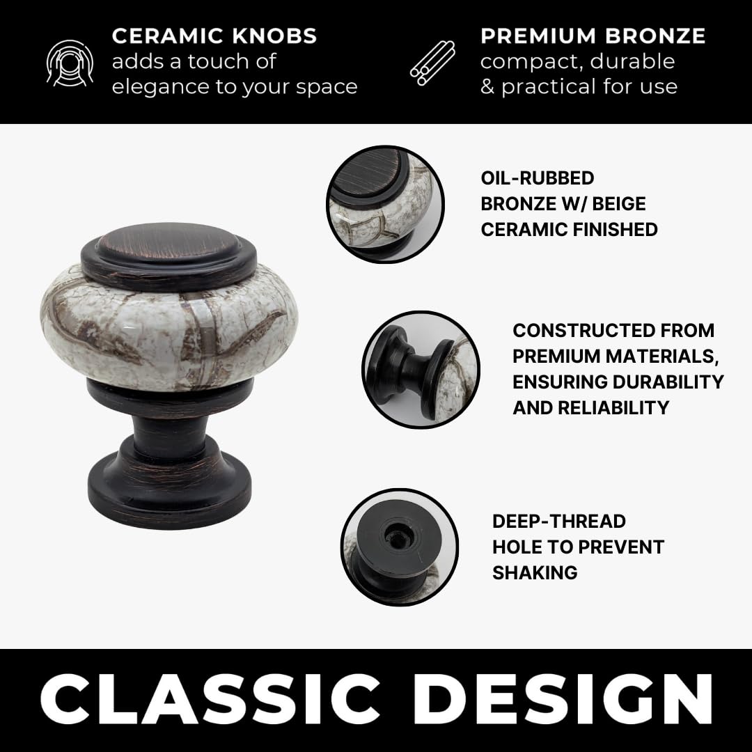 20 pomelli decorativi fai da te in bronzo e granito grigio (ceramica) per armadi, credenze, cassetti per cucina, bagno o ufficio