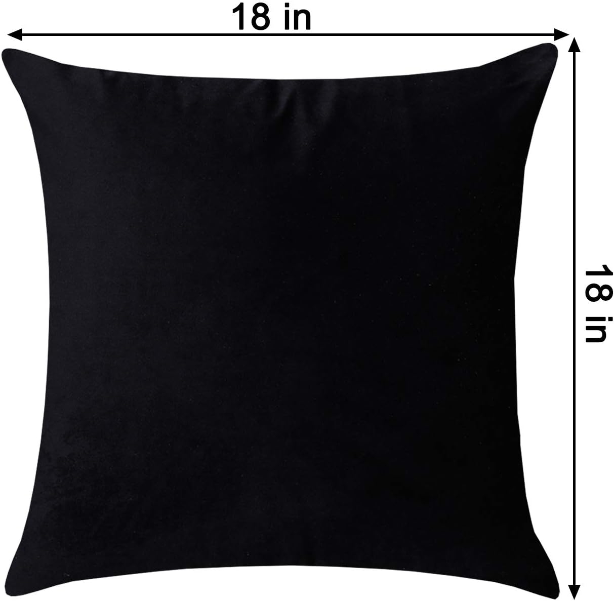 Ogrmar 2PCS Velvet Throw Pillow Covers Decorative Square Pillow Cases Soft Solid Cushion Cover for Sofa Couch Home Car Decor (Black, 18" x 18")