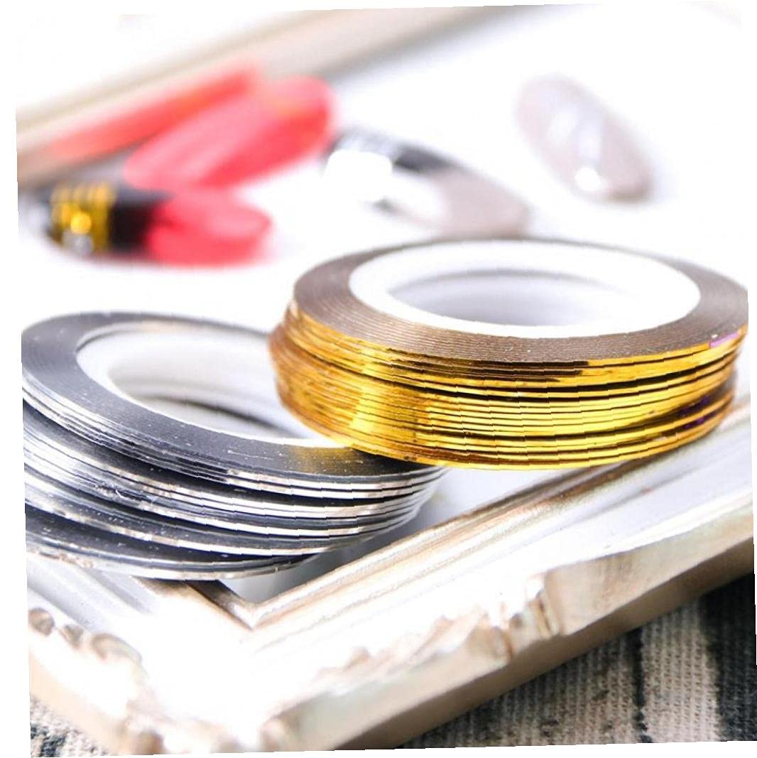20 Rouleaux Ruban Striping À Ongles, Décalcomanies À Rayures Ligne Stickers À Ongles Bandes Coiffeur pour DIY Nail Art Décorations (Or + Argent)