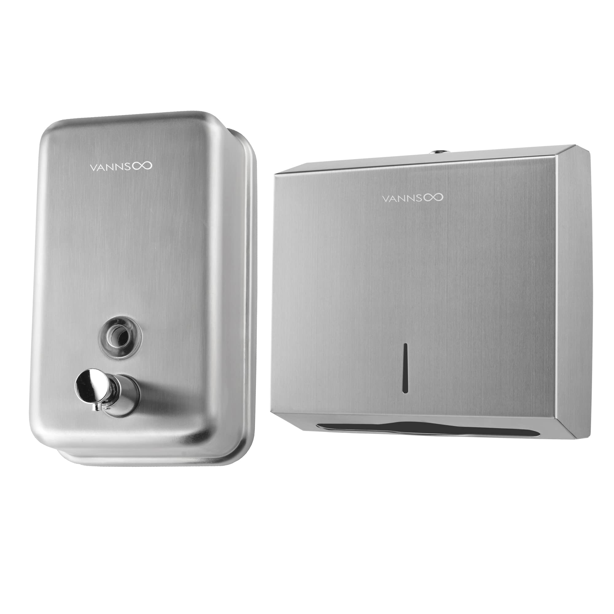 VANNSOO Wall Mount Soap Dispenser and Paper Towel Dispenser Bundle