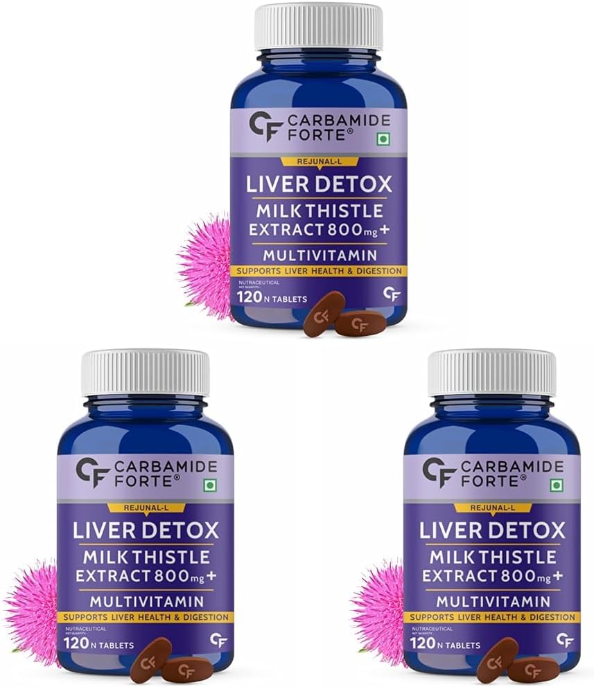 Carbamide Forte Liver Detox Supplement With Milk Thistle Extract 800Mg (30:1) | Added Multivitamins & Amino Acid | Liver Support Supplement 120 Veg Tablets (Pack Of 3)