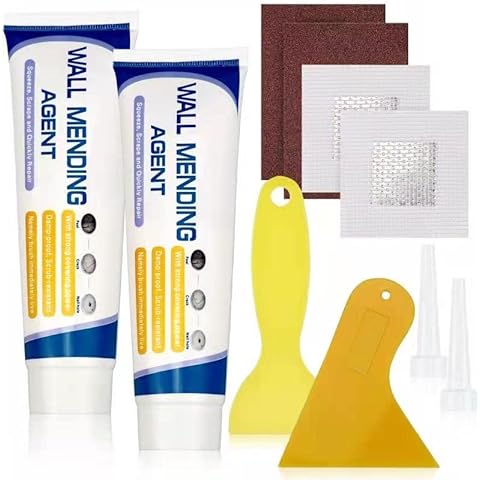 Drywall Repair Kit,100% Safe Wall Spackle Repair Paste,2 Pack Wall Repair Patch Kit with 2" Drywall Patch, Plaste Wall Hole Filler Putty for Filling Walls, Screw, Nail Hole, Wall Mending Agent Cover
