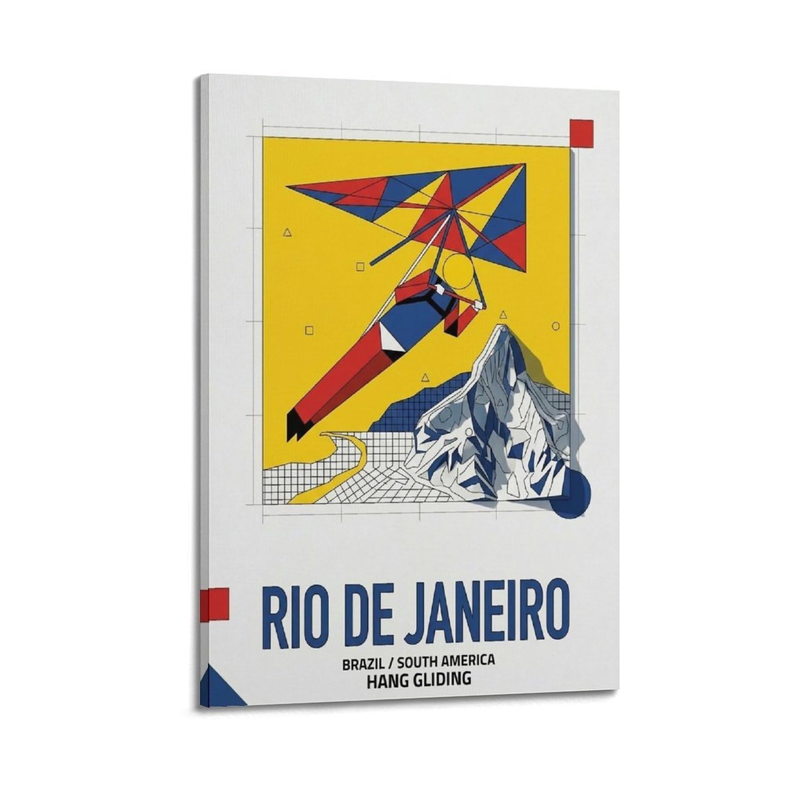 OKAHYS Sport Travel Poster Rio De Janeiro Hang Gliding Modern Decorative Canvas Prints - Ideal Wall Art for Family, Man Cave, Game Room, Boys & Girls Bedroom 24x36inch(60x90cm)