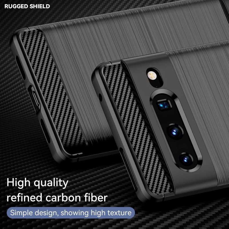 Image of NPRC Hybrid Ultra Slim Protective Case TPU Non-Slip Carbon Fiber Texture Shockproof Case Cover for Google Pixel 7 pro - Black