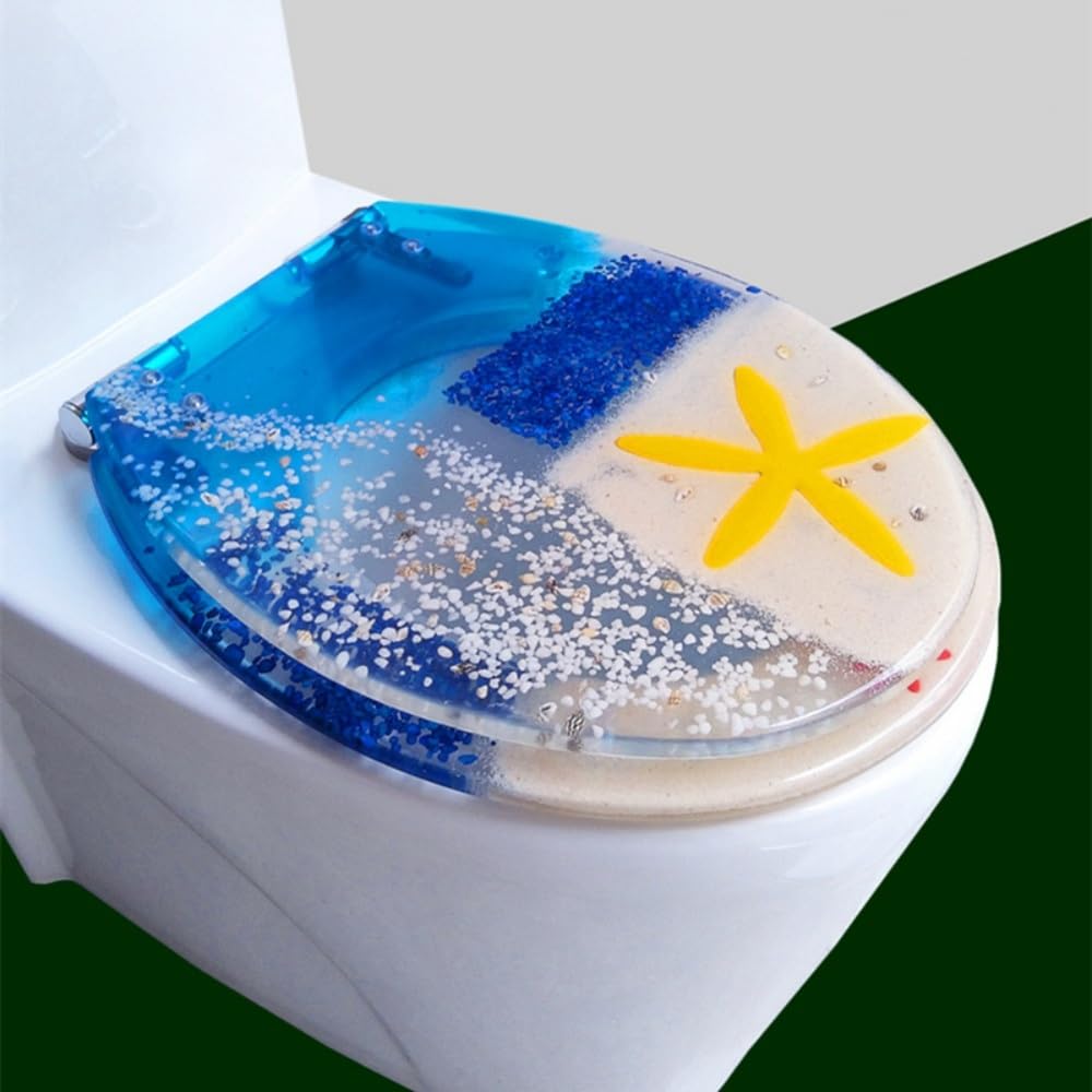 Shgclkd Blue Comfort Resin Toilet Seat With Lid, Quiet-Close Toilet Seat (Blue)
