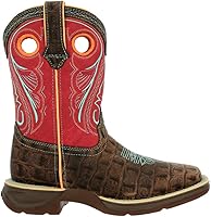 Vista 3 de Durango Lil Little Kids Gator Emboss Western Botas, Rojo