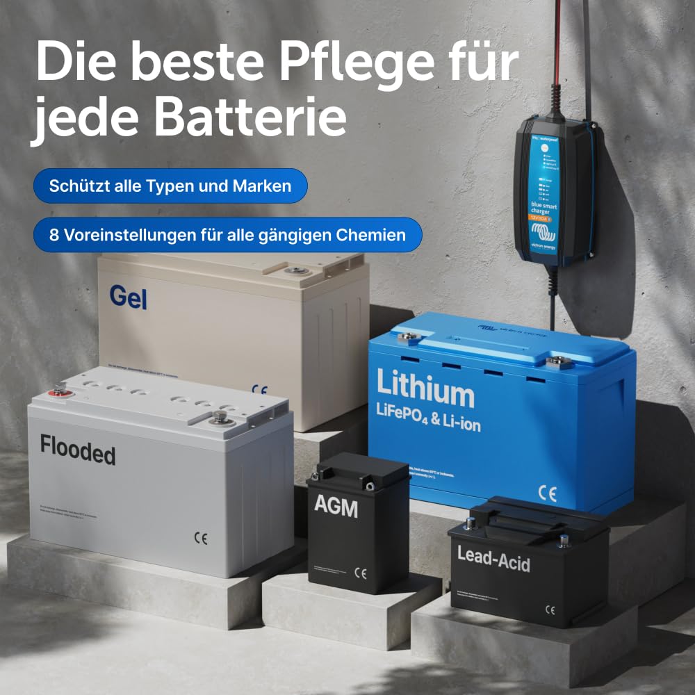 Victron Energy Blue Smart Batterie Ladegerät 12-Volt 10 Ampere 230V - Autobatterie Ladegerät - Batterieerhaltungsgerät und Desulfator - IP65 Geschützt - Bluetooth - CEE 7/17