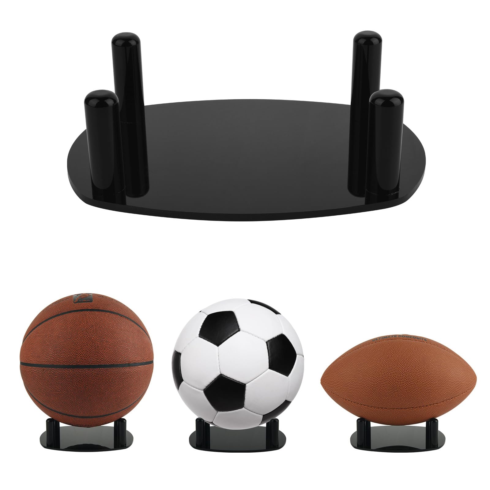 Support acrylique noir pour sauver votre ballon de football des chutes