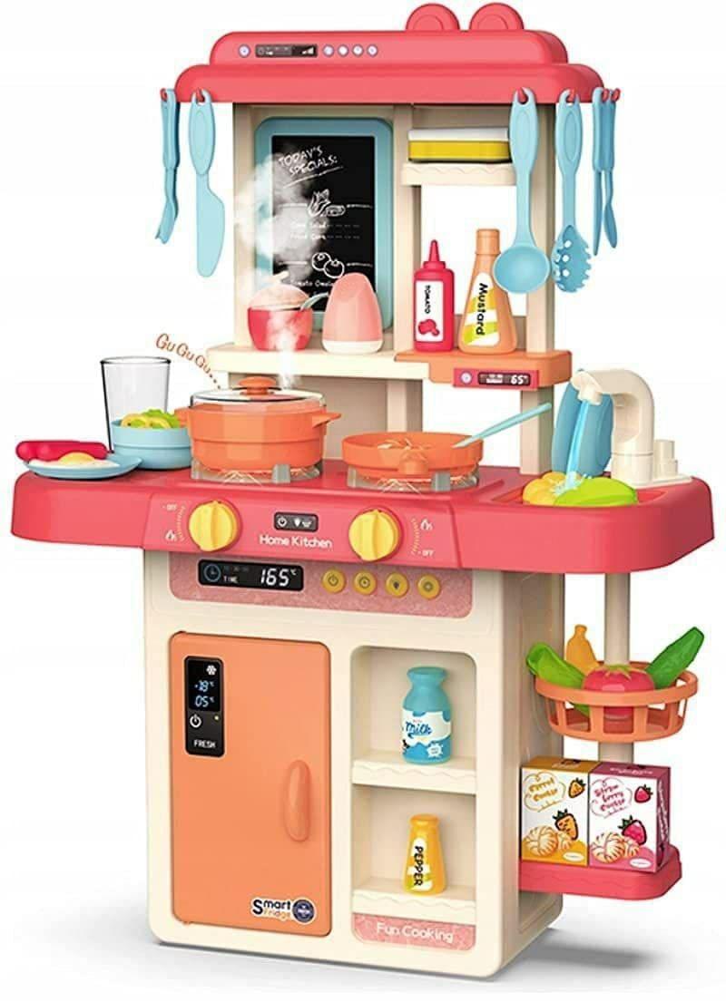 JUKKRE 42-KITCHEN-PLAYSET, Miniature Kitchen Utensils with Platform, All in One Kitchen Toys, Household Set with Water Outlet, Kitchen Accessories Set for Toddlers, Best Gift Idea for Kids