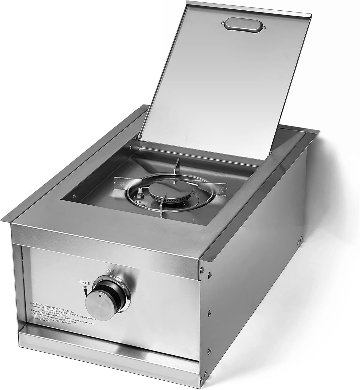Chaleur Single Side Burner Robust Propane Outdoor Kitchen Grill - 12,000 BTU/h Built-In Stainless Steel, Robust BBQ Gas Grill for Camping, Patio | Home Improvement, Propane Burner for Outdoor Cooking