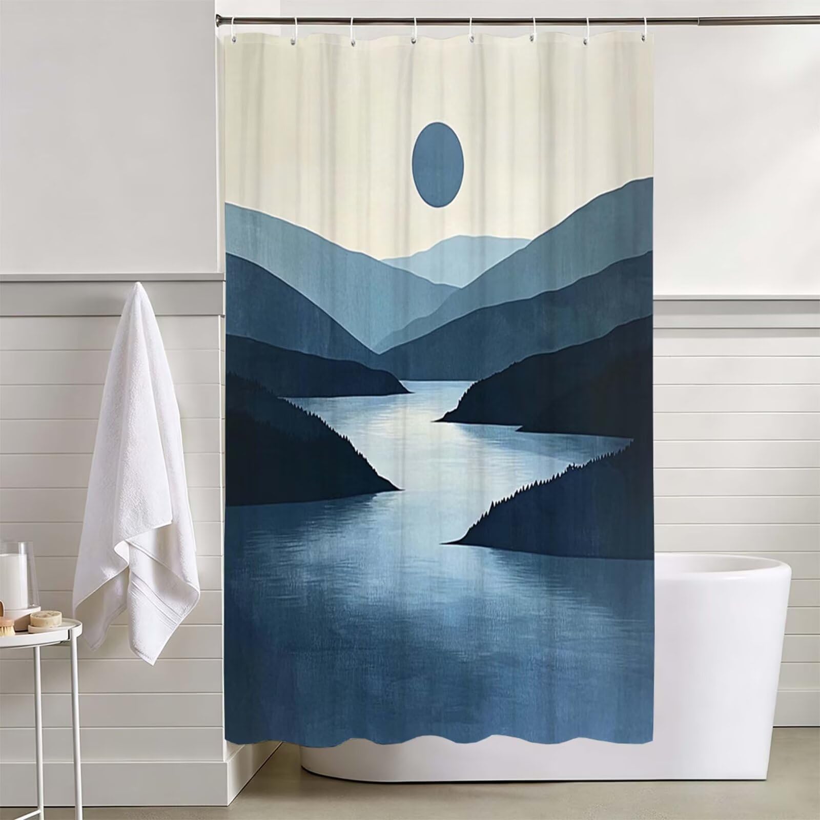 Tenda Doccia blu, Tende per Doccia Extra Lunga 200x250cm L-72