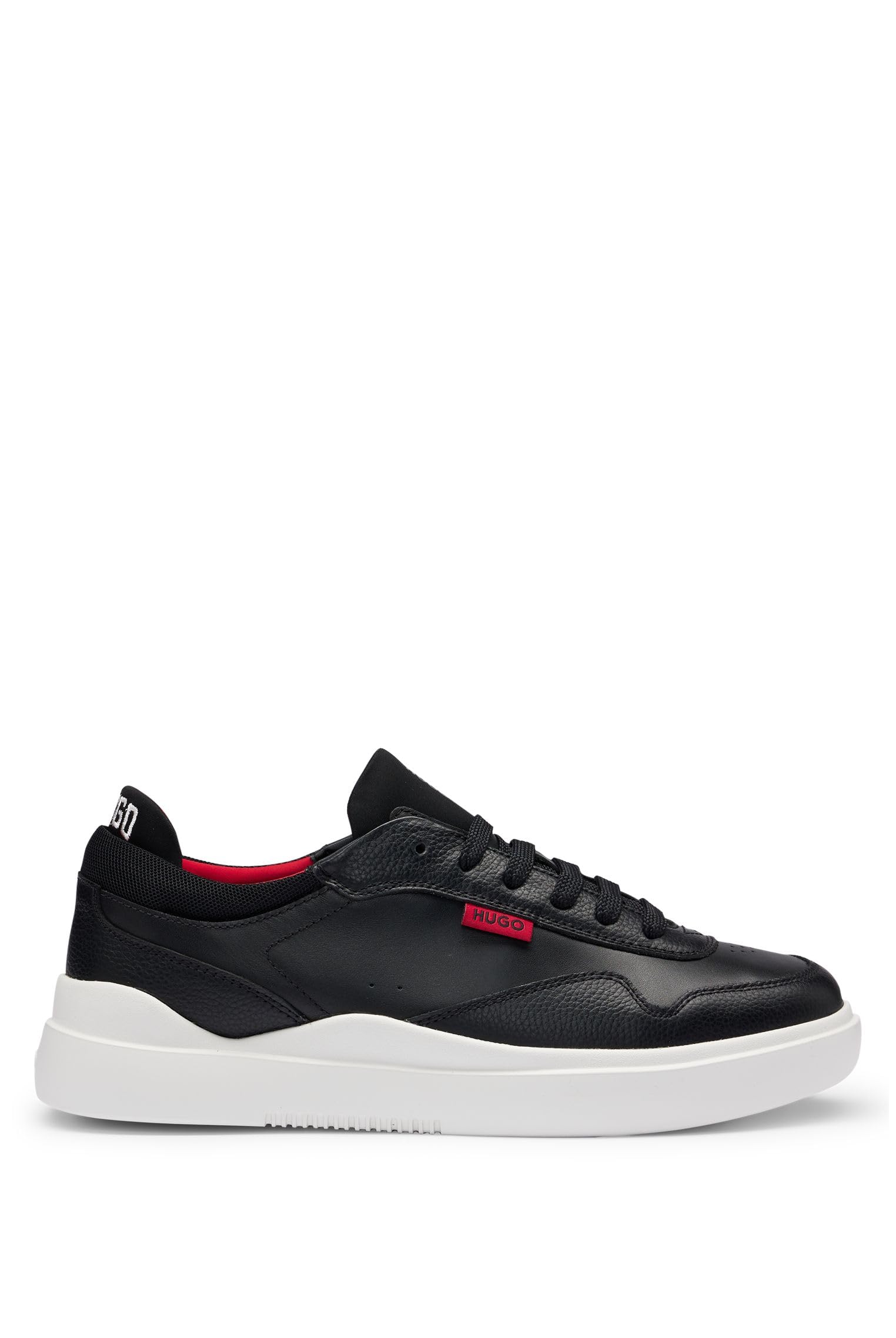 HUGO Mens Blake Tenn Cupsole Trainers in Smooth Leather Size Black