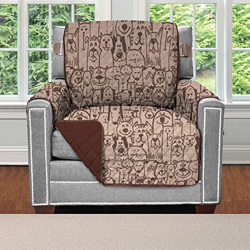 Sofa Shield Original Patent Pending Reversible Chair Protector for Seat Width up to 23 Inch, Furniture Slipcover, 2 Inch Strap, Chairs Slip Cover Throw for Pets, Kids, Cats, Armchair, Dog Chocolate