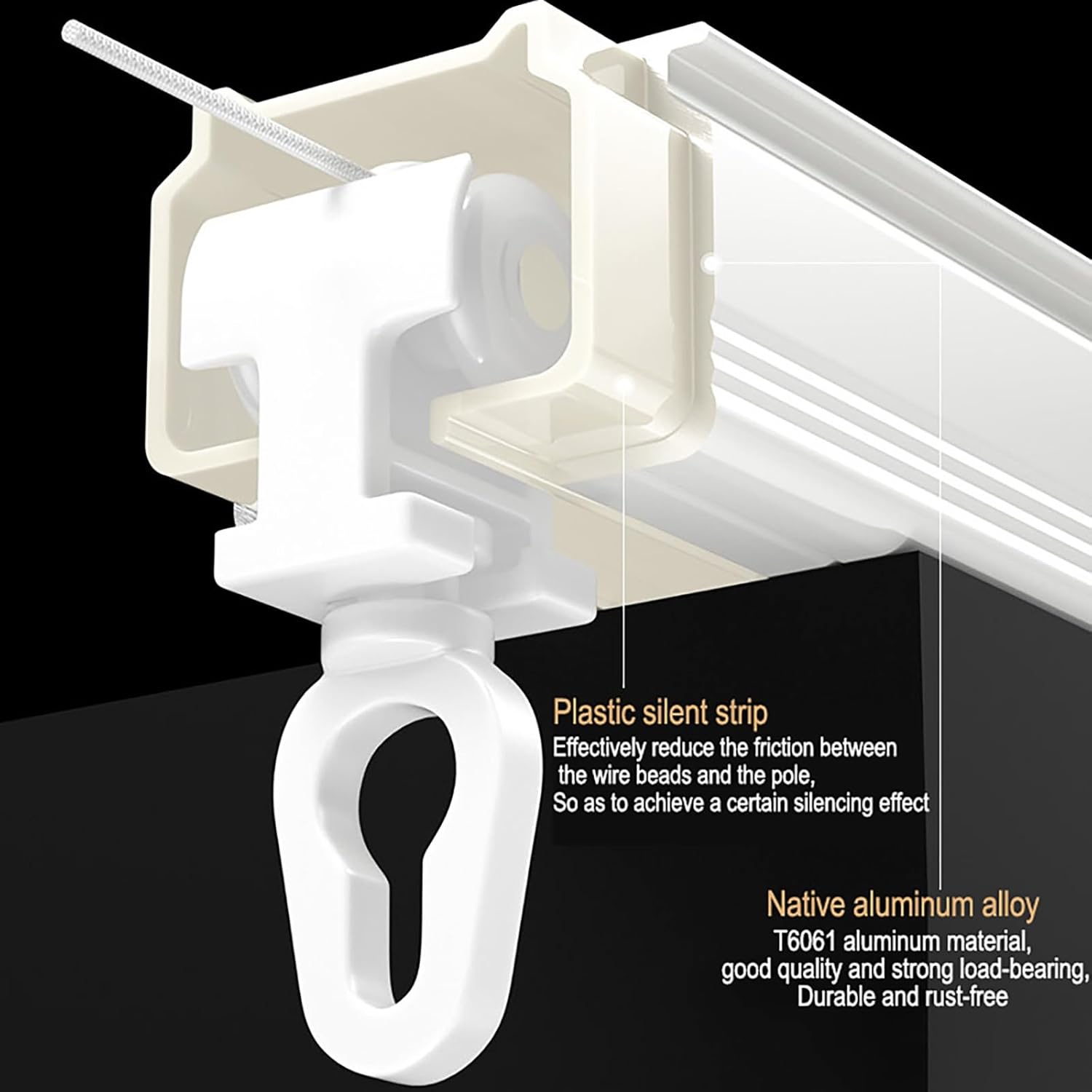 Heavy-Duty S-Shaped Wave Curtain Track System with Silent Rollers, Ceiling & Wall Mount for Room Dividers, Built-in Track for Heavy Curtains, 3.6m (11.8ft), White