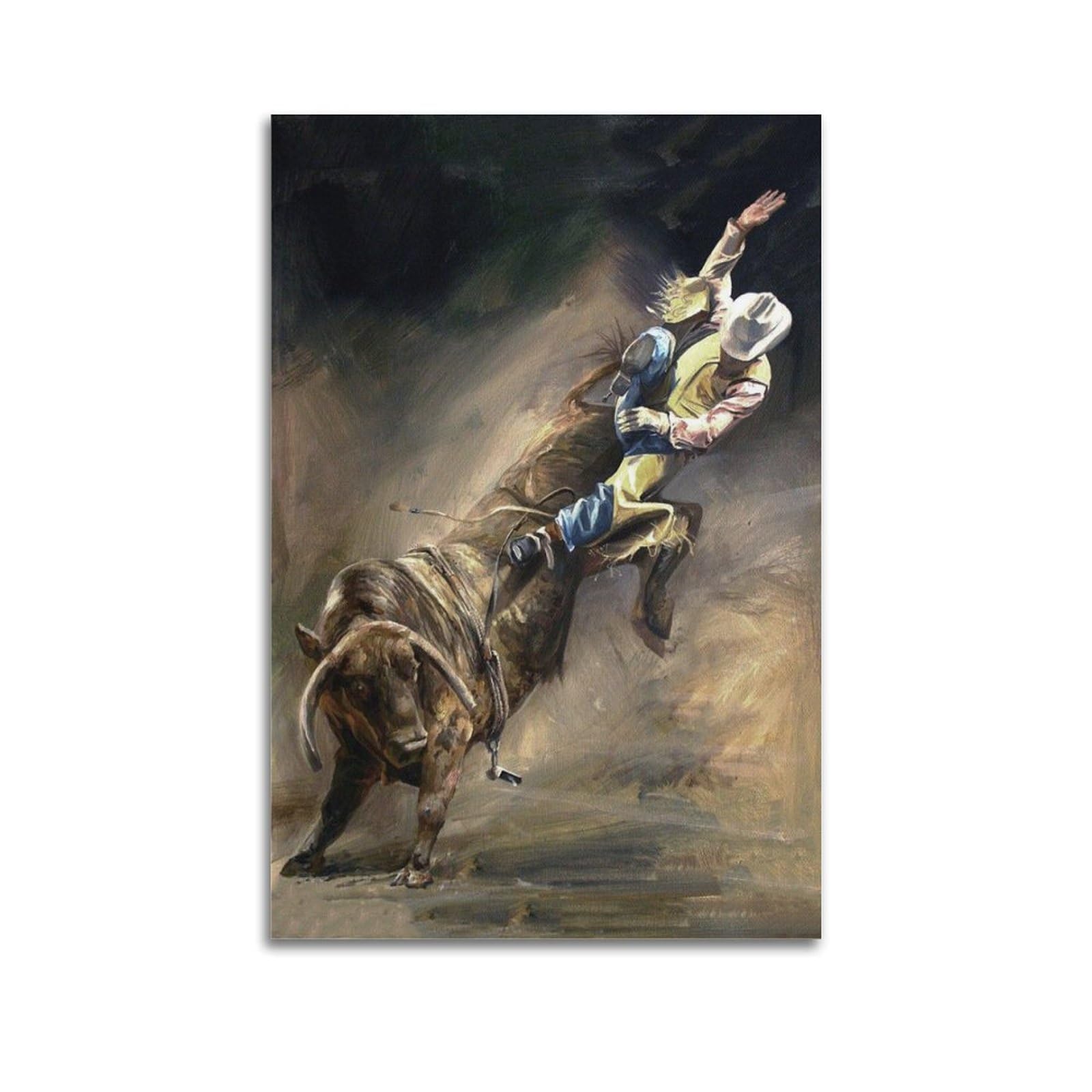 XKUGA Bull Riding Rodeo Poster Raging Bull Bullfighter Modern Decorative Canvas Prints - Ideal Wall Art for Family, Man Cave, Game Room, Boys & Girls Bedroom 12x18inch(30x45cm)