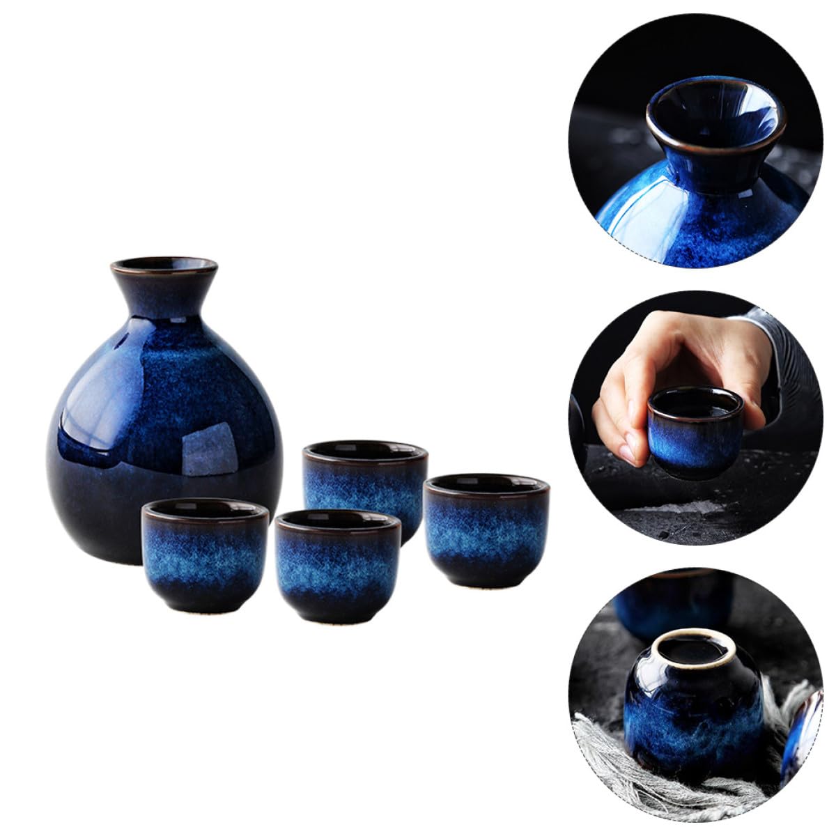 GARVALON Set de Tasses à Saké en Céramique Style Japonerie Rétro Surface Opacifiée et Faible Absorption d'eau, pour Maisons et Restaurants, Couleur Aléatoire