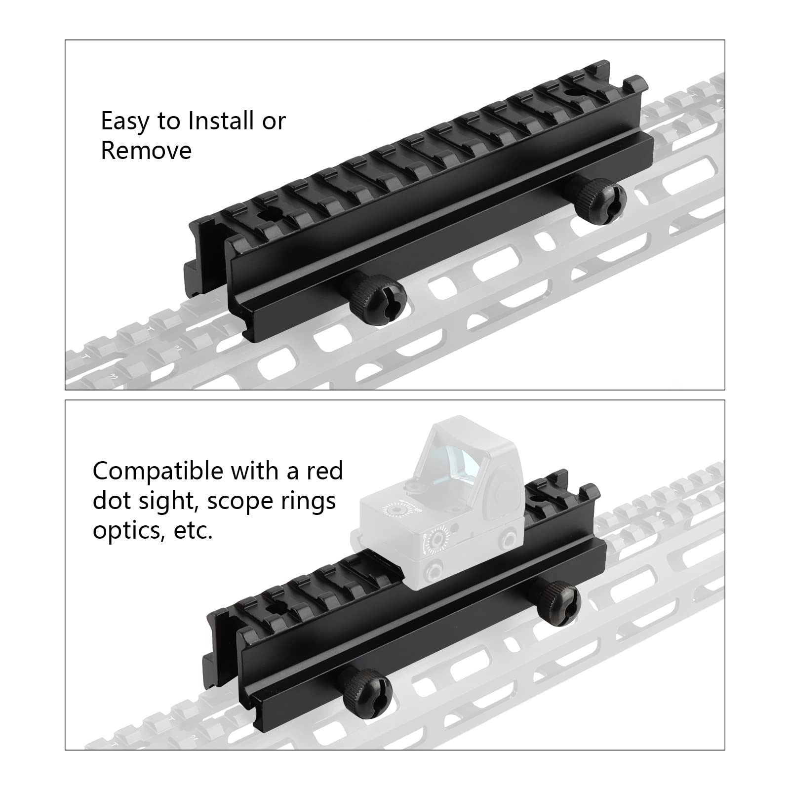 Riser Base Mount QD 20mm Picatinny Rail Aleación de Aluminio con 14 Ranuras de Riel Picatinny Adaptador