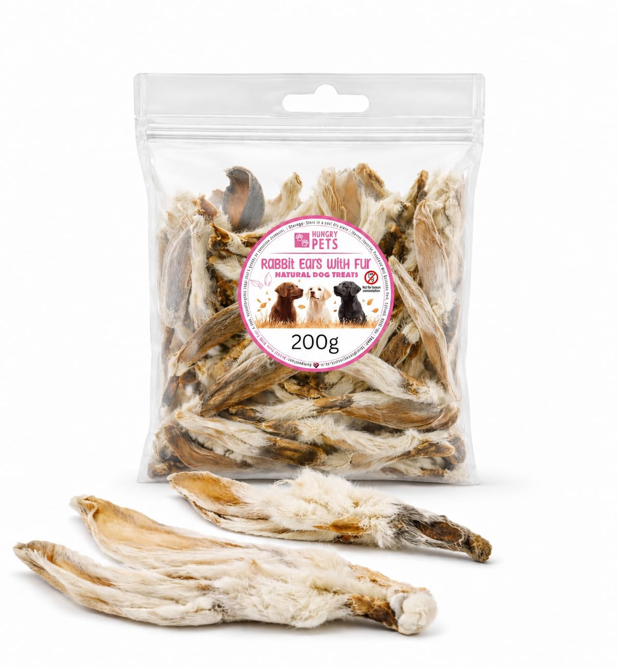 Premium Natural Dog Treat (200g, Rabbit Ears)
