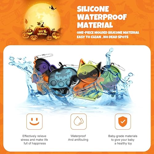 Miniatura 5 de 72 piezas de mini llavero de Halloween para ansiedad, recuerdos de fiesta de Halloween para niños, juguetes de Halloween a granel con 72 tarjetas de