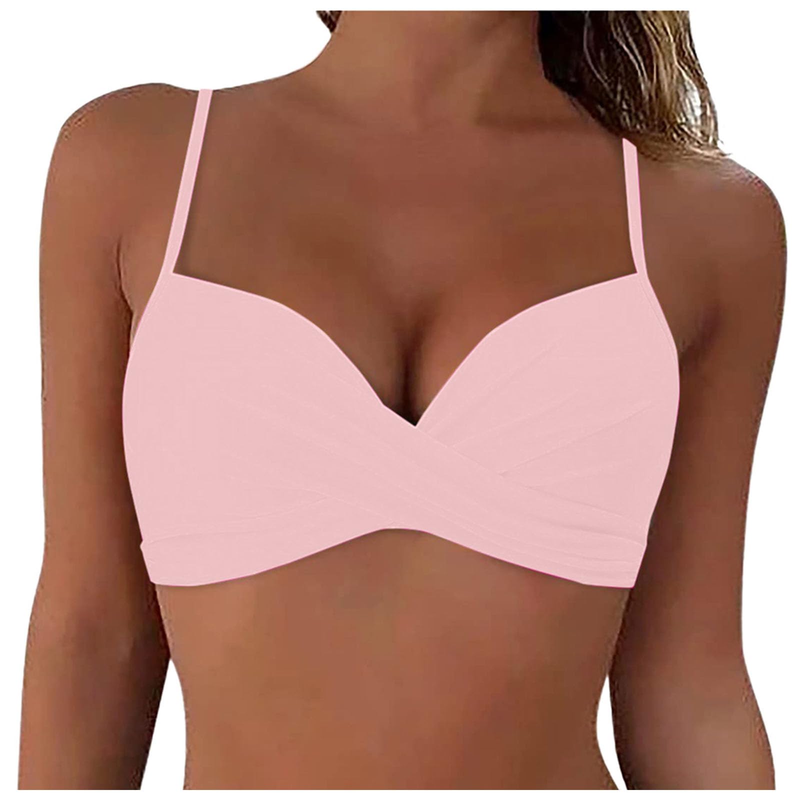 Generic Bikinis Piedras Cordones para Mujer, Tops con Aros, Bikini de, Top Push Up, Top Corto para Nadar, Traje de baño con en la Espalda, Tops Bikini Meses