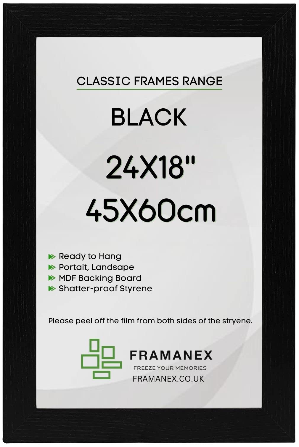 FRAMANEX Modern Black Colour 24X18 Picture Photo Poster Frames | 18X24 Inch Rectangle Picture Frame | Wood Finish Photo Frame