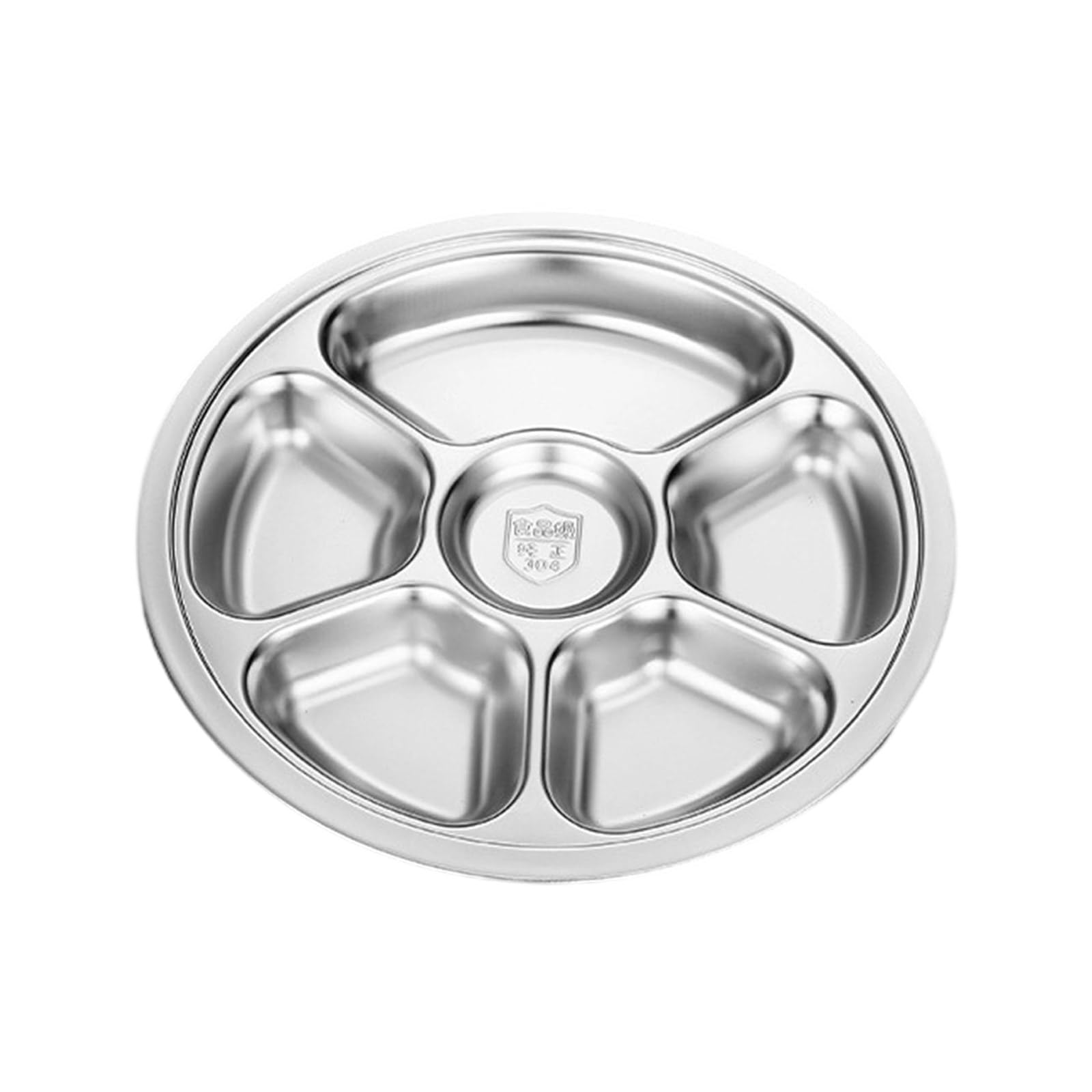 PURPLELILY Multi Section Stainless Steel Round Serving Plate 28cm Perfect for Meal Organization Microwave Safe Dishwasher Safe Microwave Food Tray