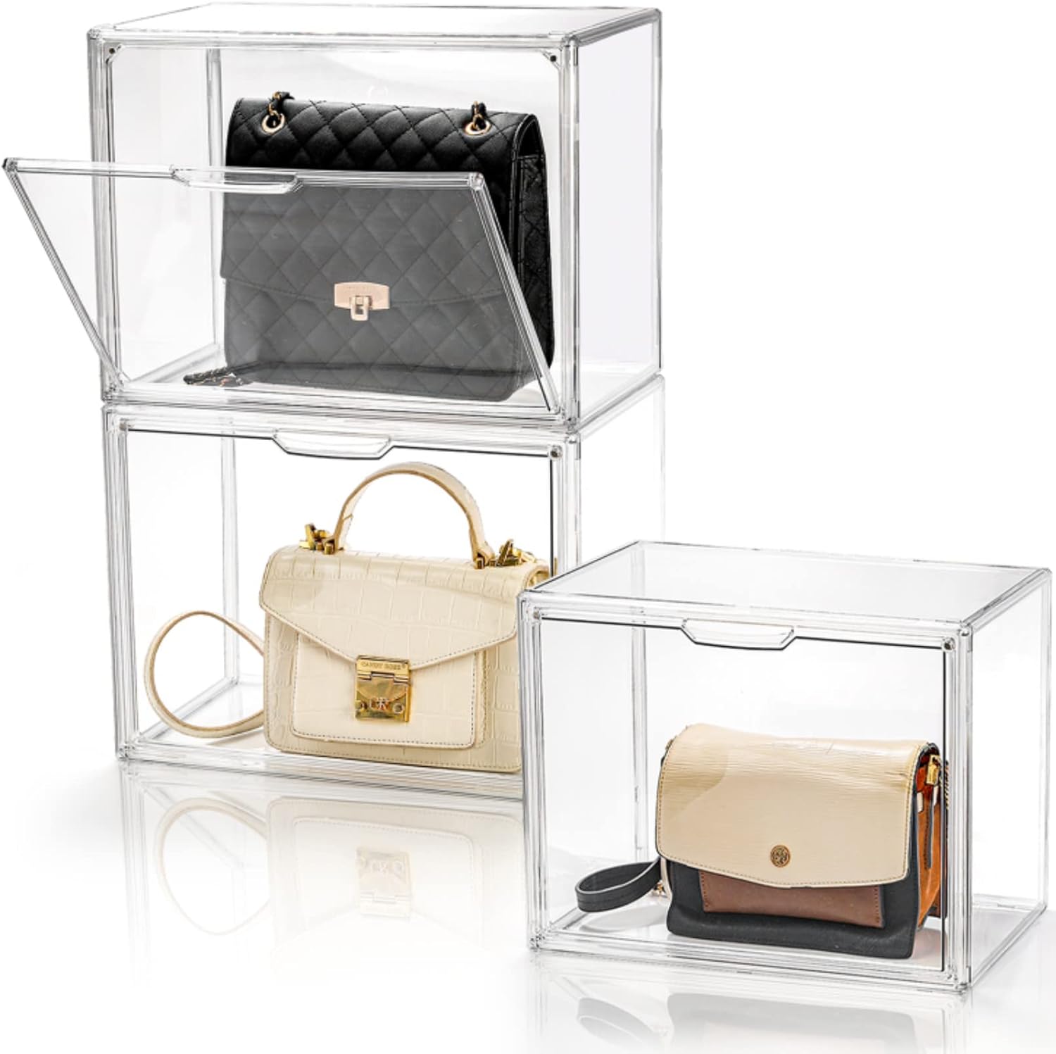 3 pack organizer for handbags clear acrylic display case