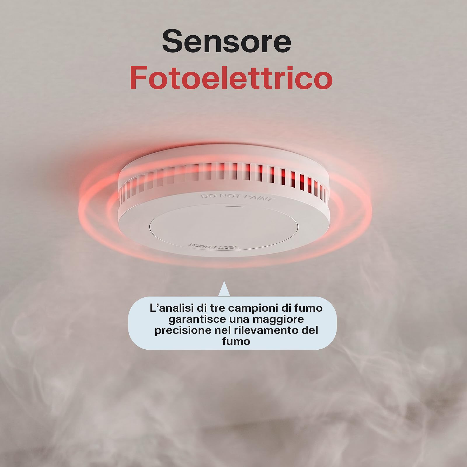 RUNIDUR Mini Set di Rilevatori di Fumo con Batteria da 10 Anni, Rilevatore di Incendio Senza Falsi Allarmi, Rilevatore di Incendio Piatto da Incollare Senza Forare, Bianco, Confezione da 3