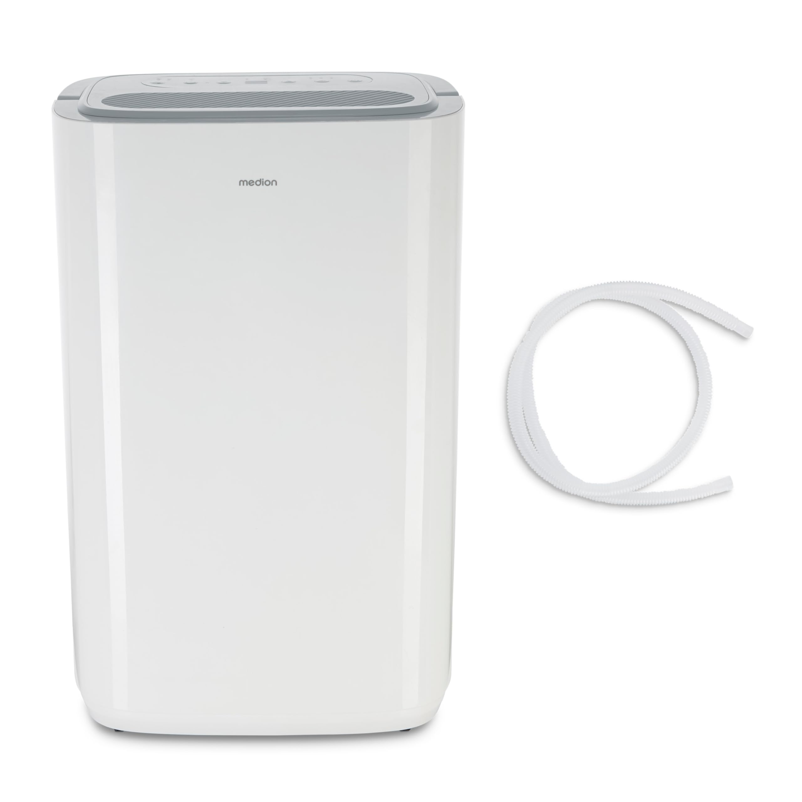 MEDION DH20 Luftentfeuchter elektrisch (bis zu 100m³ (20m²), 20Liter/24h, 43db leise, elektrischer Raumentfeuchter, Normalbetrieb, Wäschemodus, Ventilatorbetrieb, Timer, Bodenrollen, Entfeuchter)