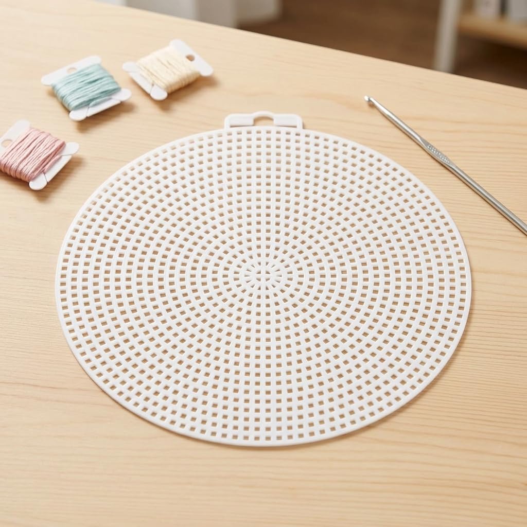 ANDRESLAD Plastic Mesh Canvas Sheets 20 Piece Round Grid Panels for Sewing
