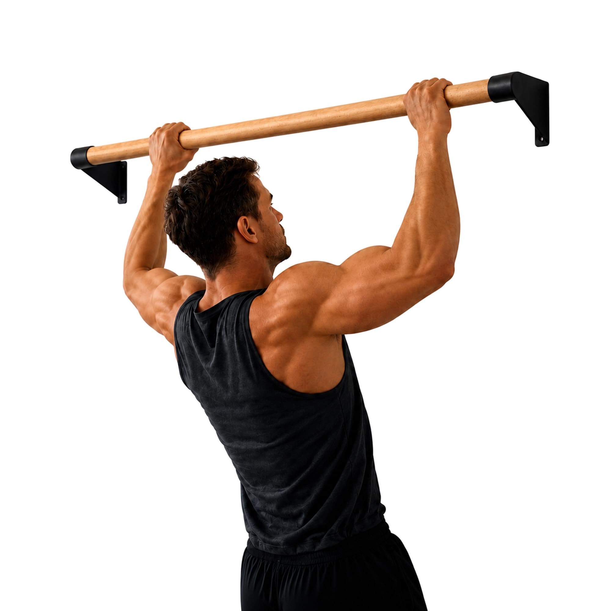 Klimmzugstange Wand Holz, bis 130kg, extra breite Pull Up Bar