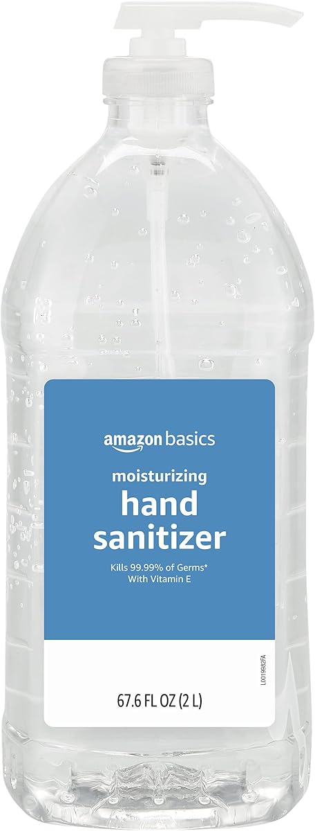 Amazon Basics Hand Sanitizer, Original Scent, Contains 62% Ethyl Alcohol, Moisturizing Formula, 67.60 fl oz, Pack of 1 (Previously Solimo)