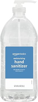 Amazon Basics Hand Sanitizer, Original Scent, Contains 62% Ethyl Alcohol, Moisturizing Formula, 67.60 fl oz, Pack of 1 Previously Solimo
