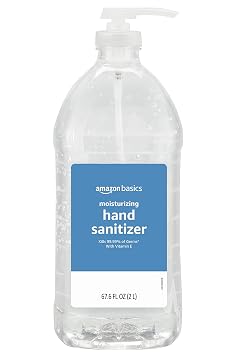 Amazon Basics Hand Sanitizer, Original Scent, Contains 62% Ethyl Alcohol, Moisturizing Formula, 67.60 fl oz, Pack of 1 Previously Solimo