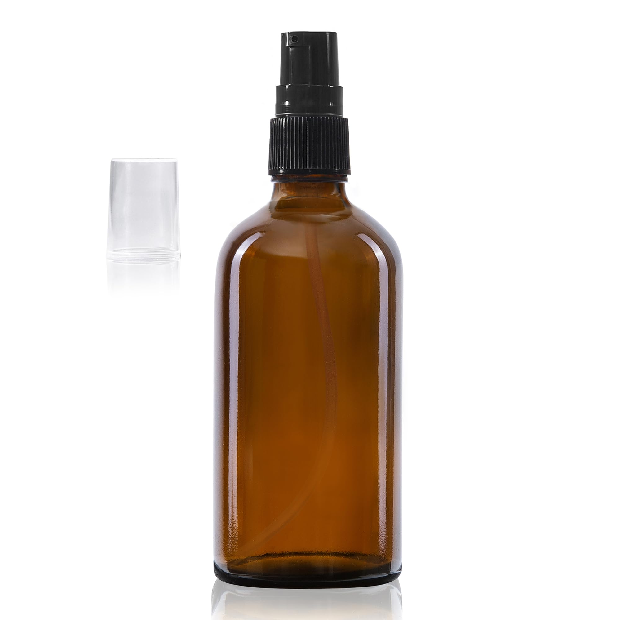 Oputec 68 x 100 ml Reise-Pumpspender Pumpflaschen aus Braunglas: Großpackung kleine Mini Flaschen Cremespender Lotionspender zum Befüllen