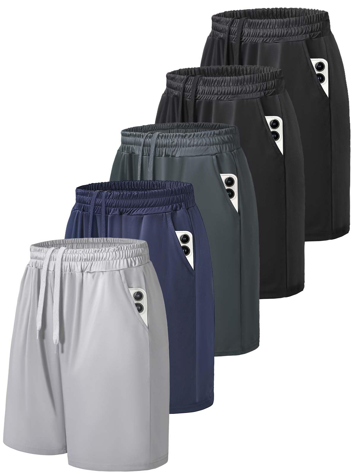 Mens Athletic Gym Shorts 5 Pack Quick Dry Workout Basketball Shorts for Men Casual Running