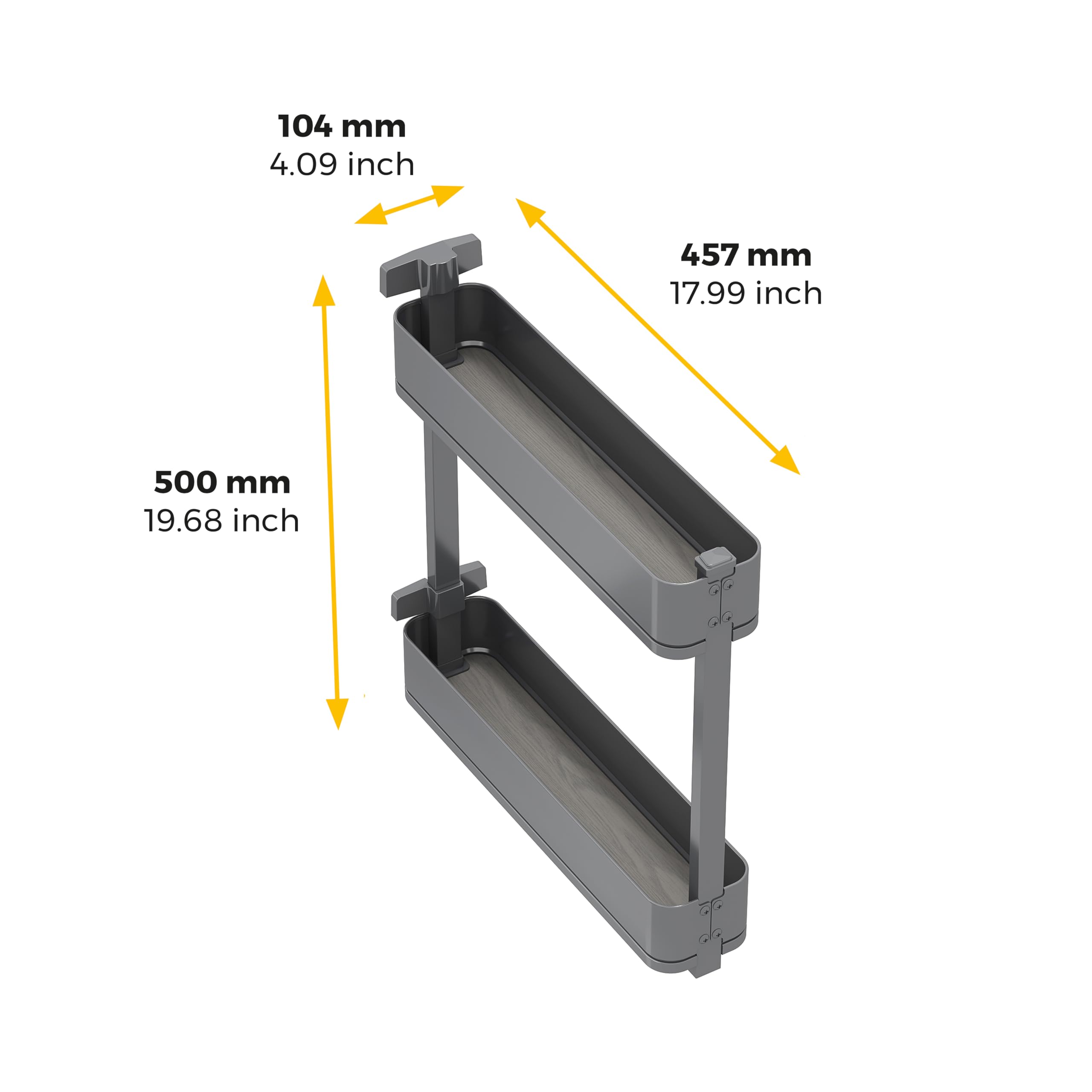 Emuca - Portabottiglie laterale estraibile Harmony con chiusura soft, modulo 150mm, altezza 700mm, Acciaio e Legno, Grigio antracite
