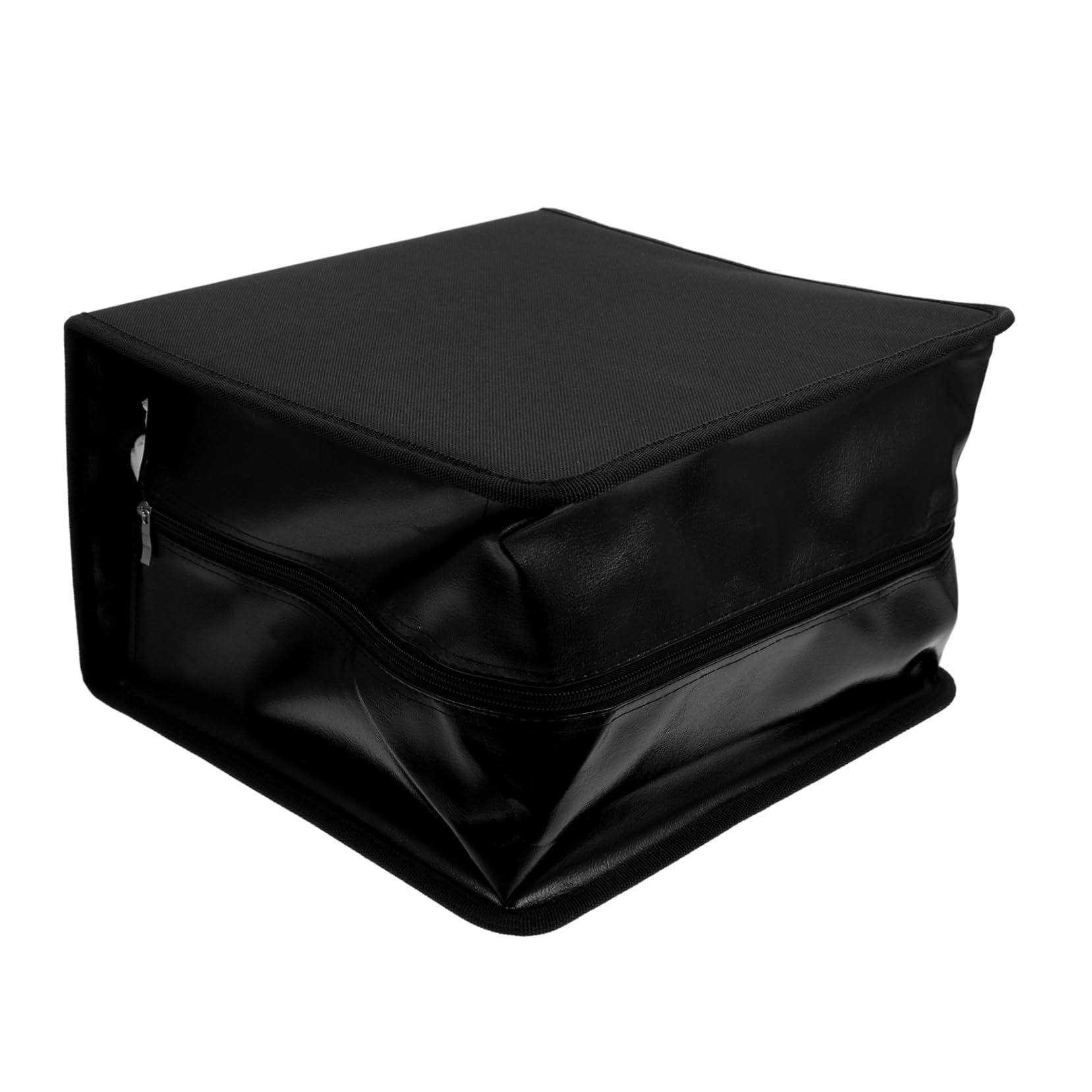 Garneck Portaoggetti Per Cd Dvd in Pelle Pu Nera Raccoglitore Per Cd Dvd Da Dischi Organizer Con Maniglia Custodia Protettiva Per Dischi Espositore Per Collezione