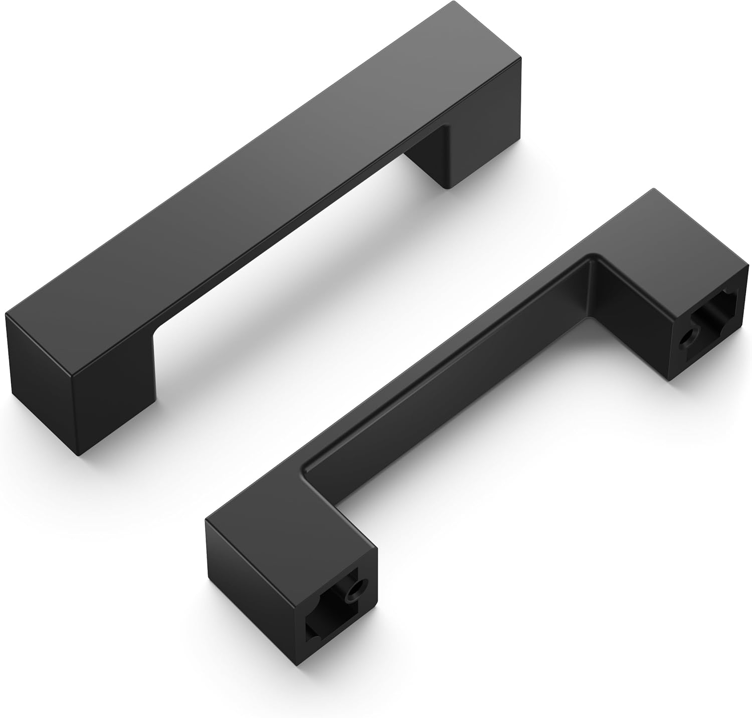 Hickory Hardware Heritage 10 Pack Square Cabinet Pulls, Low Profile Handles for Kitchen Cabinet Doors, Dresser Drawers & Bathroom Vanity, 3-3/4 Inch (96mm) Center to Center, Matte Black, 10 Pack