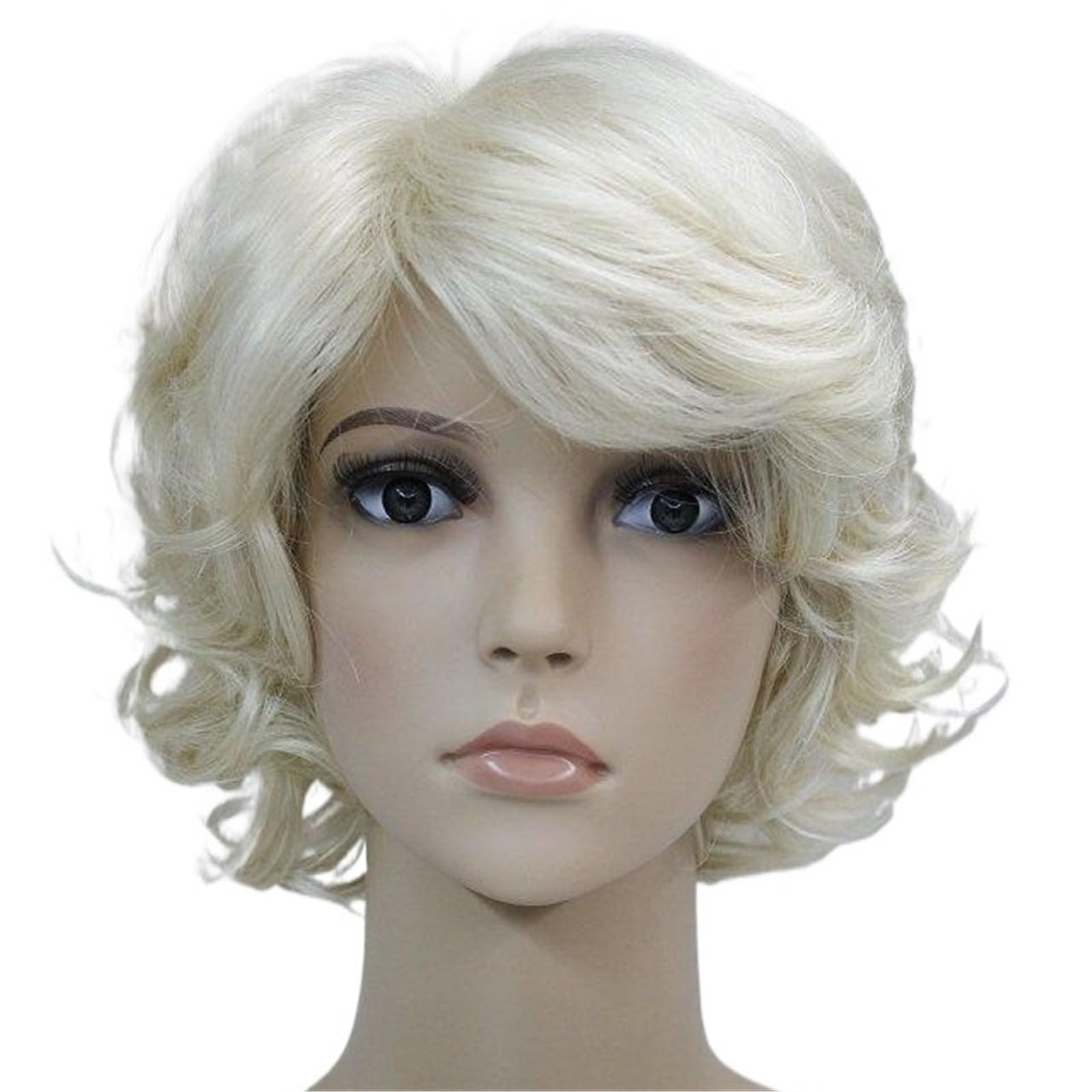 ZTHYSHOZ Women's Wig Women's Short Curly Hair Wig Naturally Fluffy Daily(White)