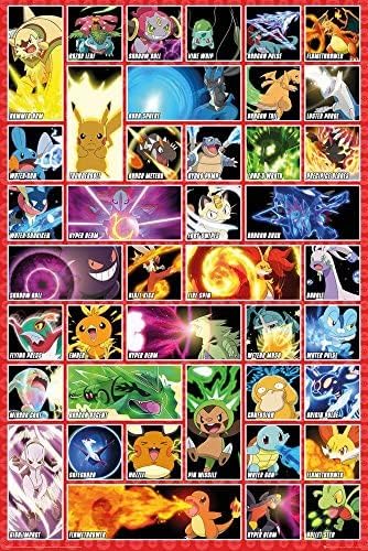 GB eye LTD, Pokemon, Moves, Maxi Poster, 61 x 91,5 cm, Wood, Multi-Colour, 65 x 3.5 x 3.5 cm