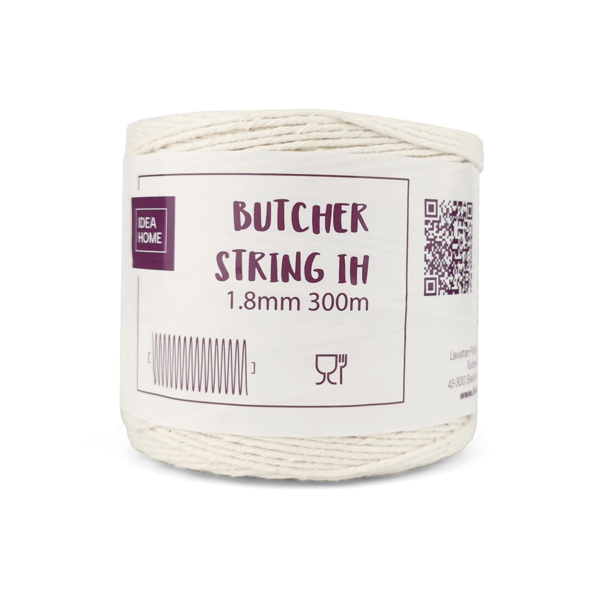 IDEA HOME 300 m 1.8 mm Baker Twine, Cotton Yarn for The Kitchen, Food Safe, Ideal for Lacing, Suitable for Poultry, Sausages, Home Work, Crafts and Decorating