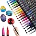 Marqueur Peinture Acrylique,LUZOON 18 Couleurs 0.7 mm Pointe Stylos à Peinture Etanche Permanents Premium Feutres pour la Peinture Rupestre,Galet,Oeuf,Céramique,Toile,Porcelaine,Bois,Papier Noir
