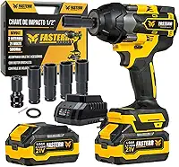 Chave de Impacto Digital 21V 500Nm Brushless Fasterr FST008 com 2 Baterias 4.0Ah + Maleta Profissional