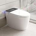 Smart Toilets, Japanese Tankless Toilet with Automatic Flip Cover, Modern Smart Toilet with Heated Bidet Built In, Automatic Flush and Foot Feel Flush, LED Display, Dryer, White