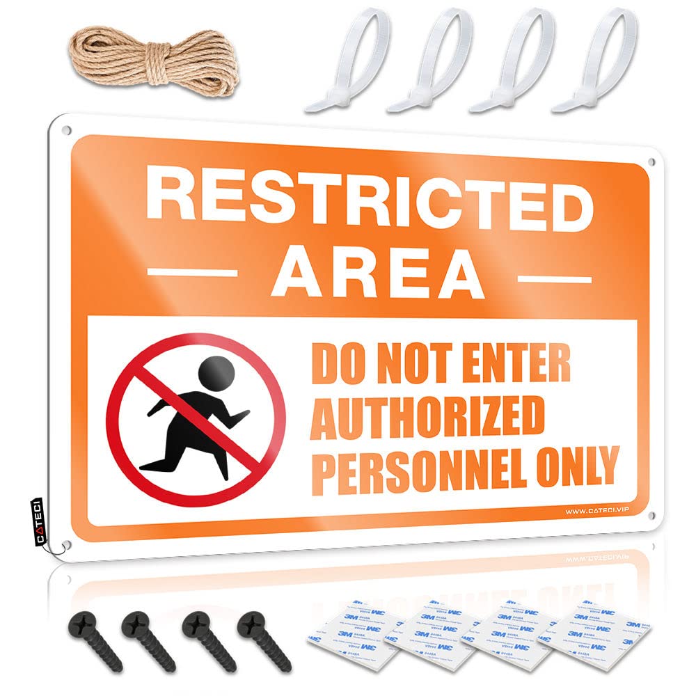 STWNVOITV Funny Poster Sign Restricted Area Sign, Do Not Enter, Authorized Personnel Only Tin Funny Tin Signs Vintage Bar Metal Sign Decor(30X40CM)