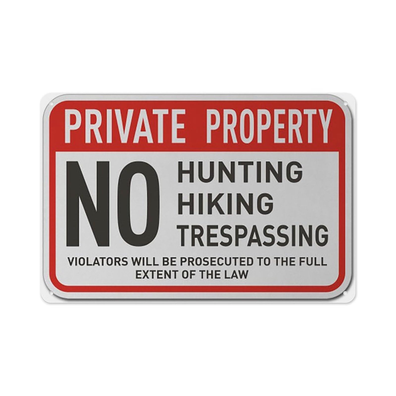 peiyeety No Hunting Hiking Trespassing Sign Aluminum Tin Warning Signs For Home Outdoor Garden 12X16 Inches