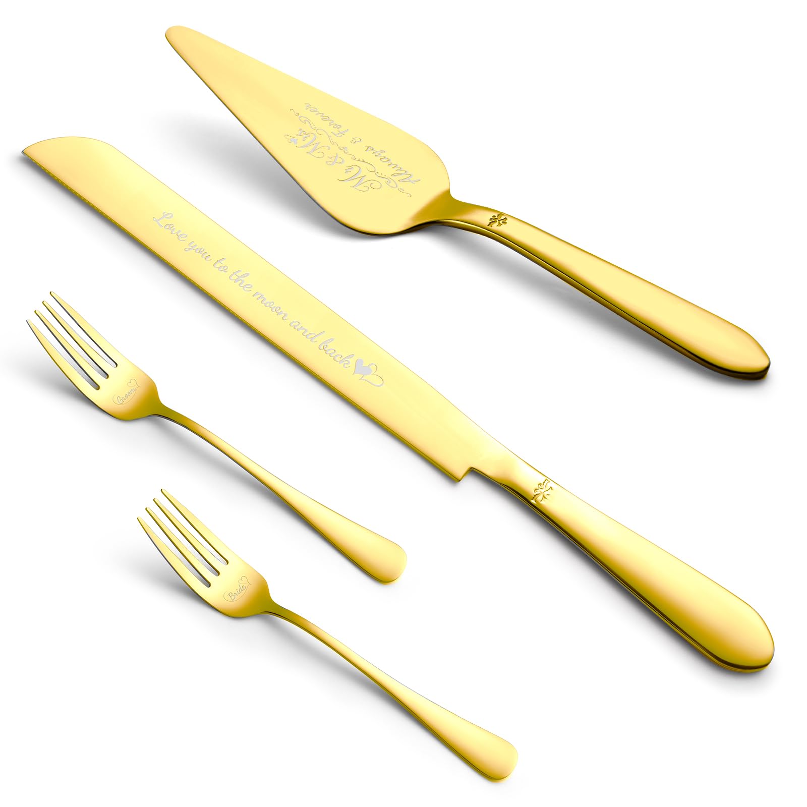 Gold Wedding Cake Knife & Server Set - Eisinly -19